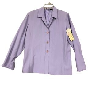 Hillard & Hanson Blazer Jacket Womens 14 Purple Lined Button Career Workwear